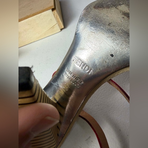 Fendi Multicolour Leather Ankle Strap Heeled Sandals Size 36 / US 6 - Picture 3 of 12